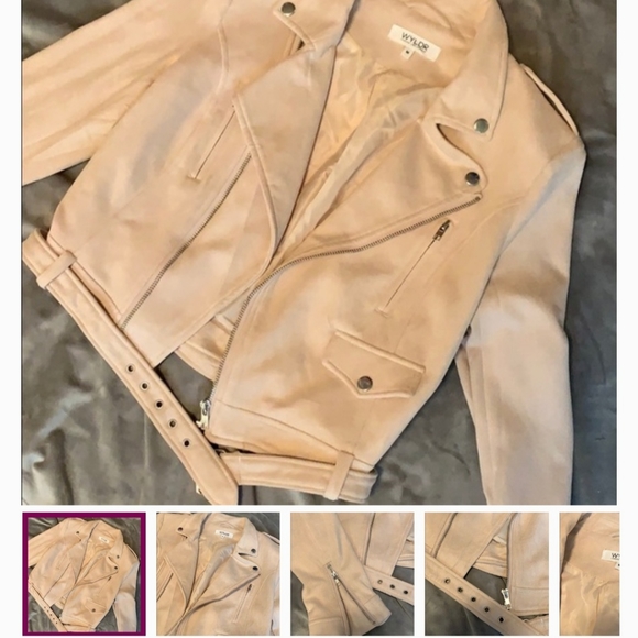WYLDR Super Soft Suede-Feel Light Blush Peach Moto Jacket Medium - Picture 7 of 7